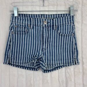 American Eagle Outfitters Navy Striped Jean Shorts